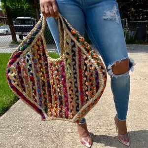 Cute Colorful Crocheted Tote Bag